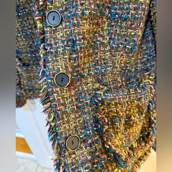 VTG JONES NEW YORK COUNTRY Frayed Edge Tweed Multicolor Blazer Jacket - Picture 2 of 8